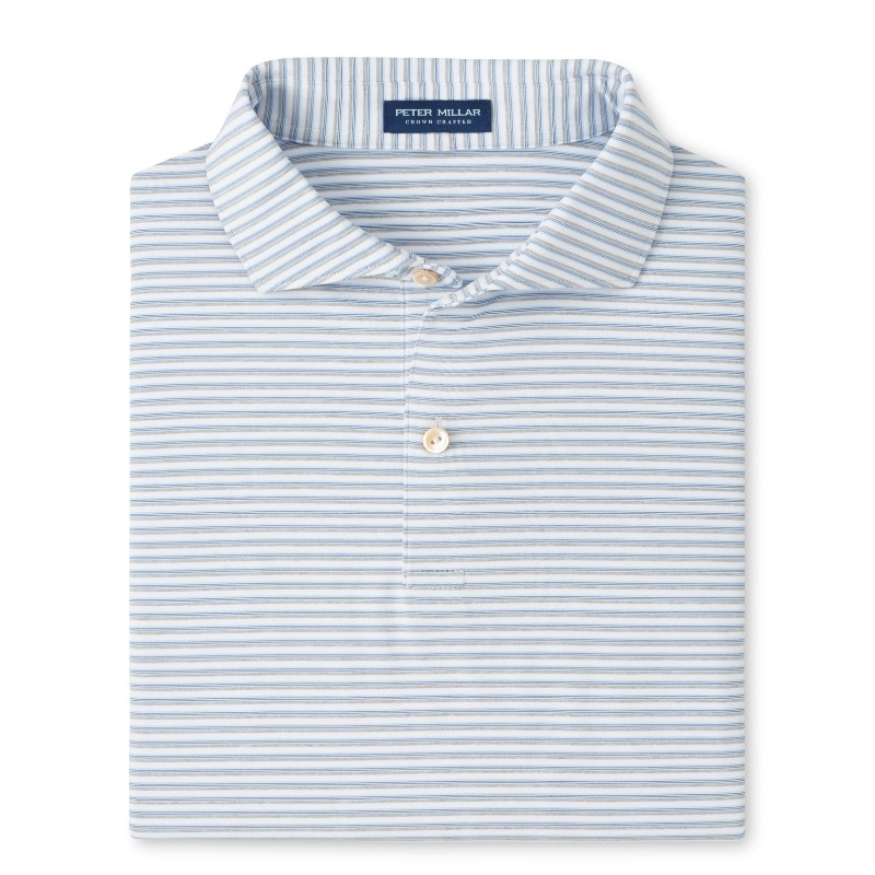 Peter Millar Echo Performance Jersey Polo ES Collar - White/Gale Grey